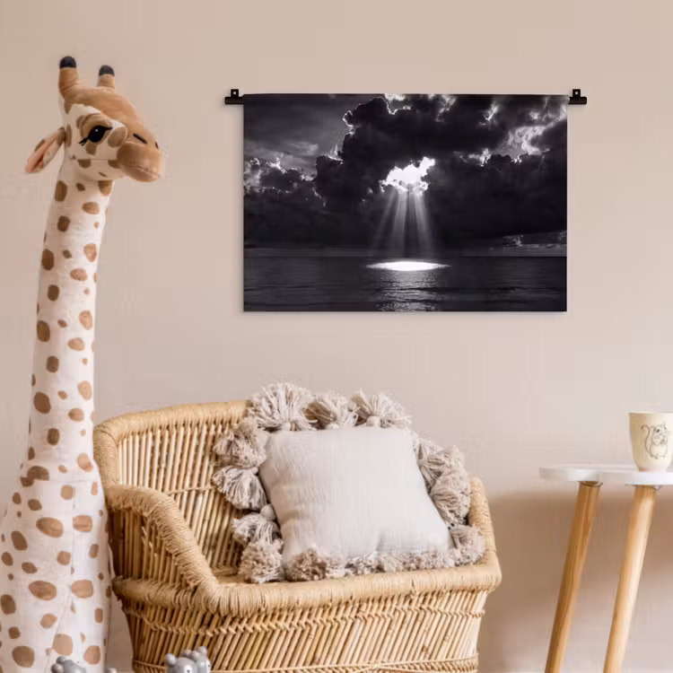 Wandkleed - Licht - Wolken - Zee - Zwart-wit - Natuur — 5