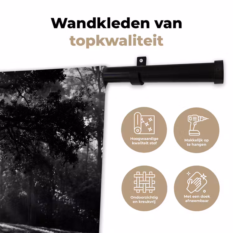 Wandkleed - Mens - Hond - Natuur - Zwart-wit - Silhouet — 3