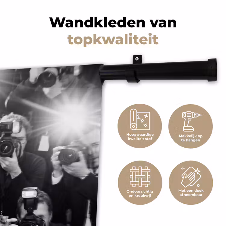 Wandkleed - Mensen - Camera - Flitslicht - Zwart-wit - Media — 3