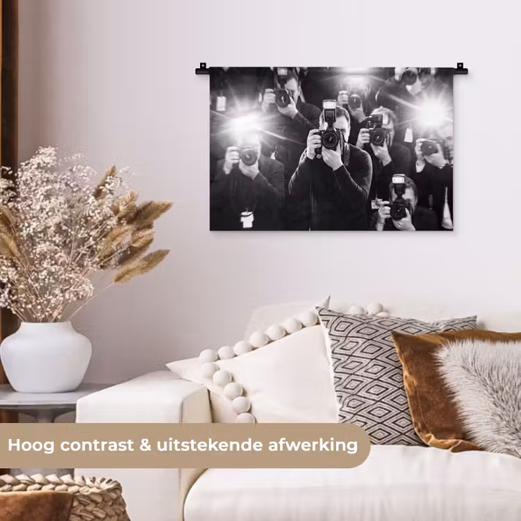 Wandkleed - Mensen - Camera - Flitslicht - Zwart-wit - Media — 4