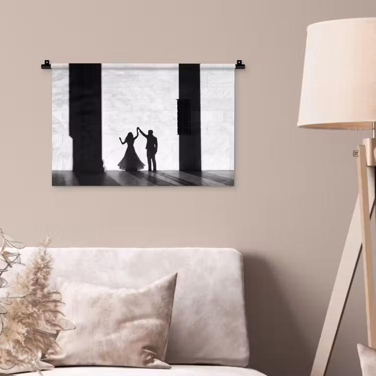 Wandkleed - Mensen - Schaduw - Dans - Zwart-wit - Liefde — 2