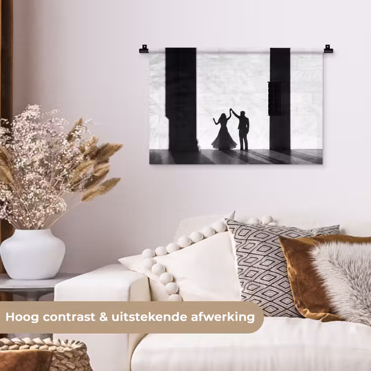 Wandkleed - Mensen - Schaduw - Dans - Zwart-wit - Liefde — 4