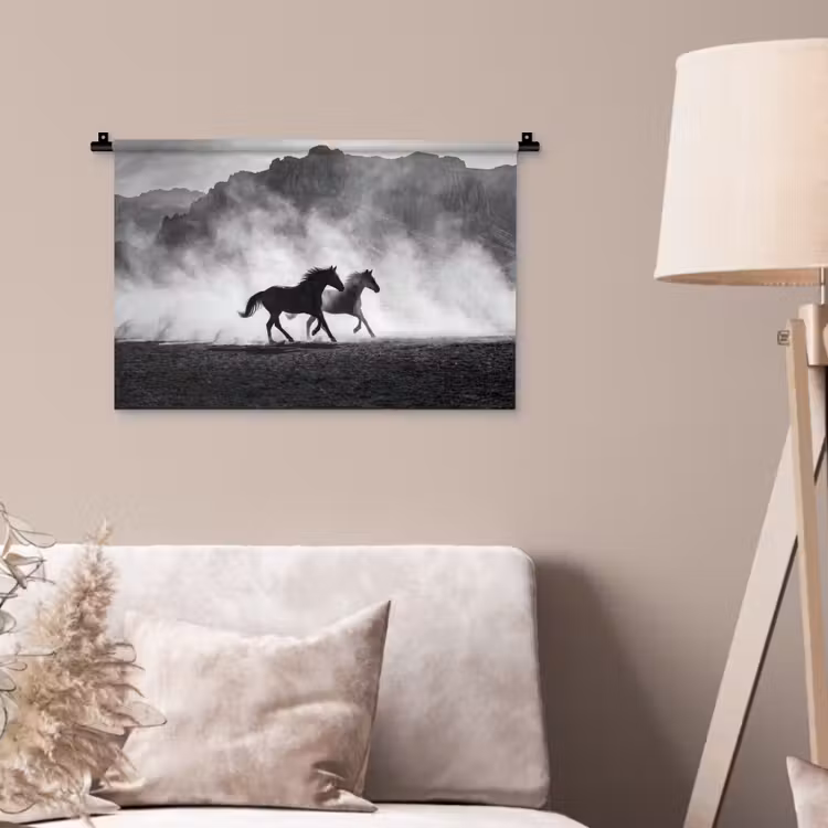 Wandkleed - Paard - Ren - Stof - Zwart-wit - Dieren — 2