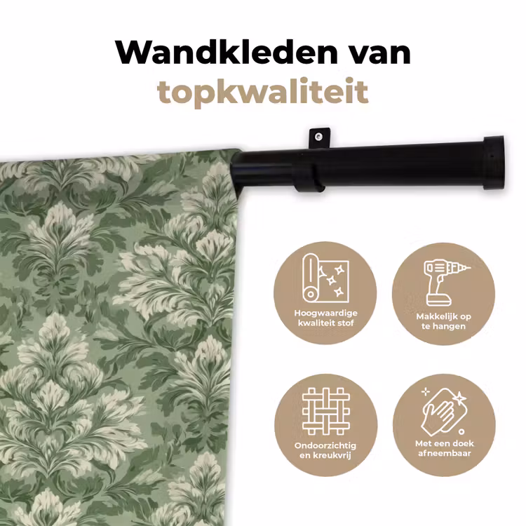 Wandkleed - Sierlijk - Lichtgroen - Planten - Patroon - Getailleerd — 3