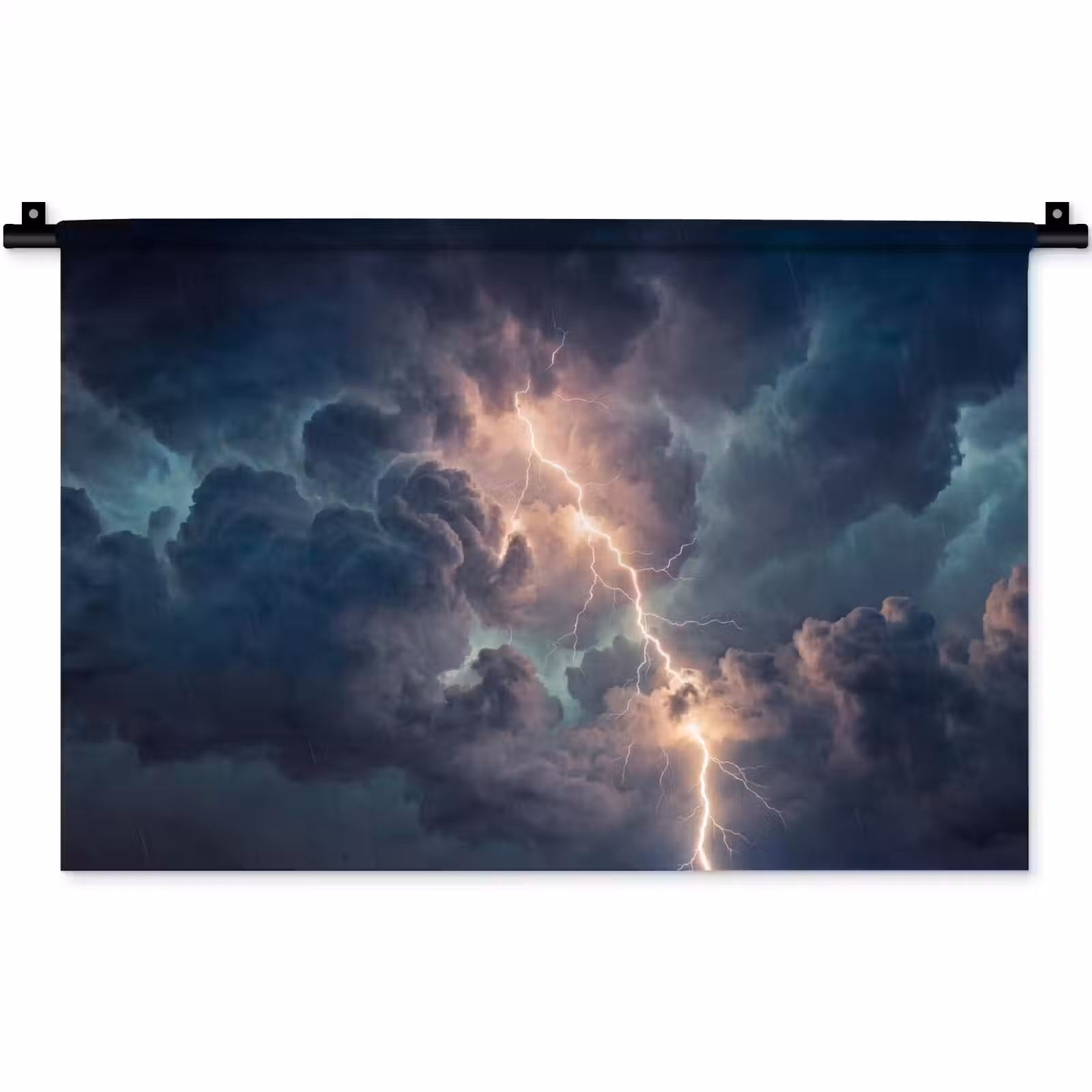 Wandkleed - Bliksem - Storm - Natuur - Donker — 1