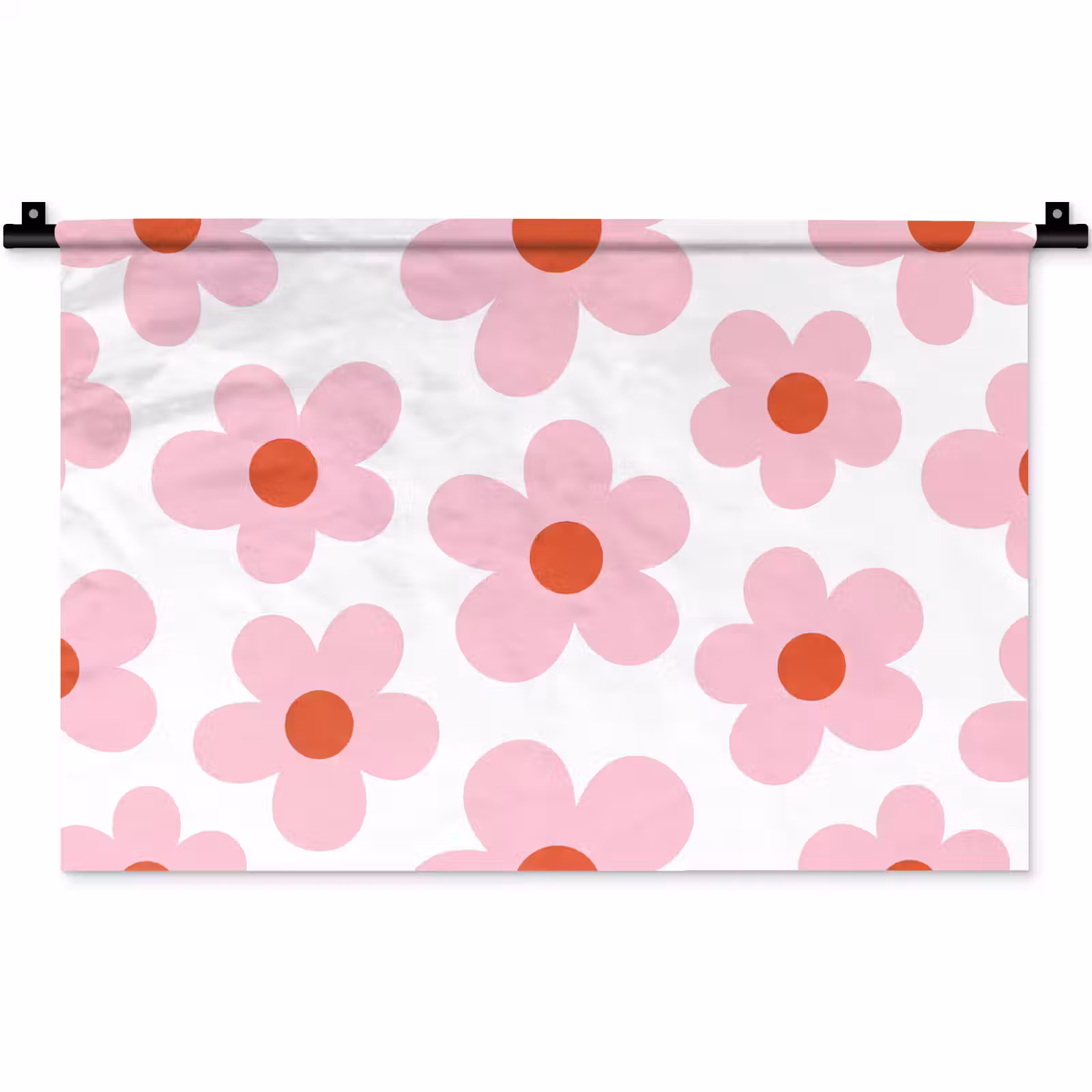 Wandkleed - Bloemen - Patroon - Modern - Roze - Wit — 1