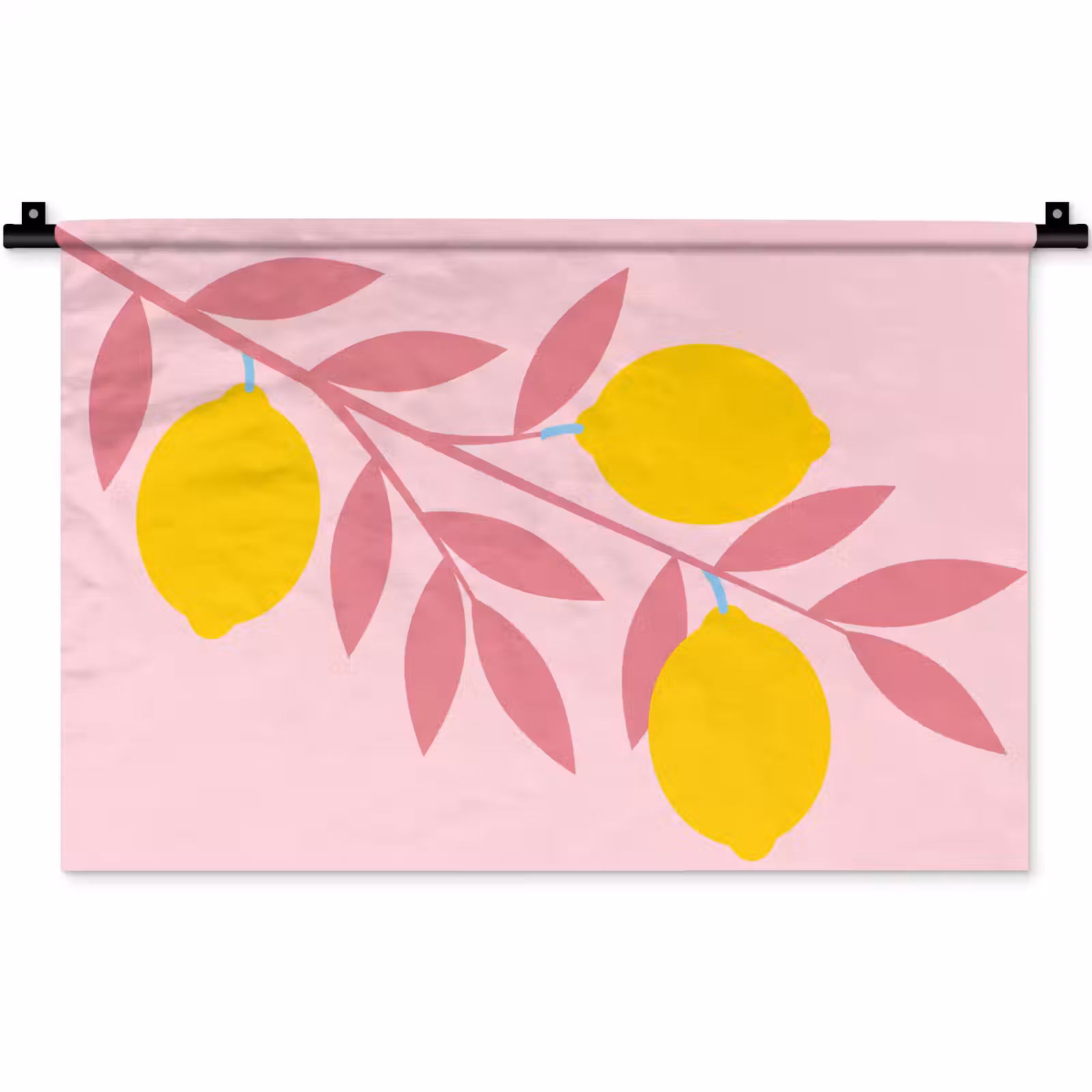 Wandkleed - Fruit - Tak - Natuur - Abstract - Roze — 1
