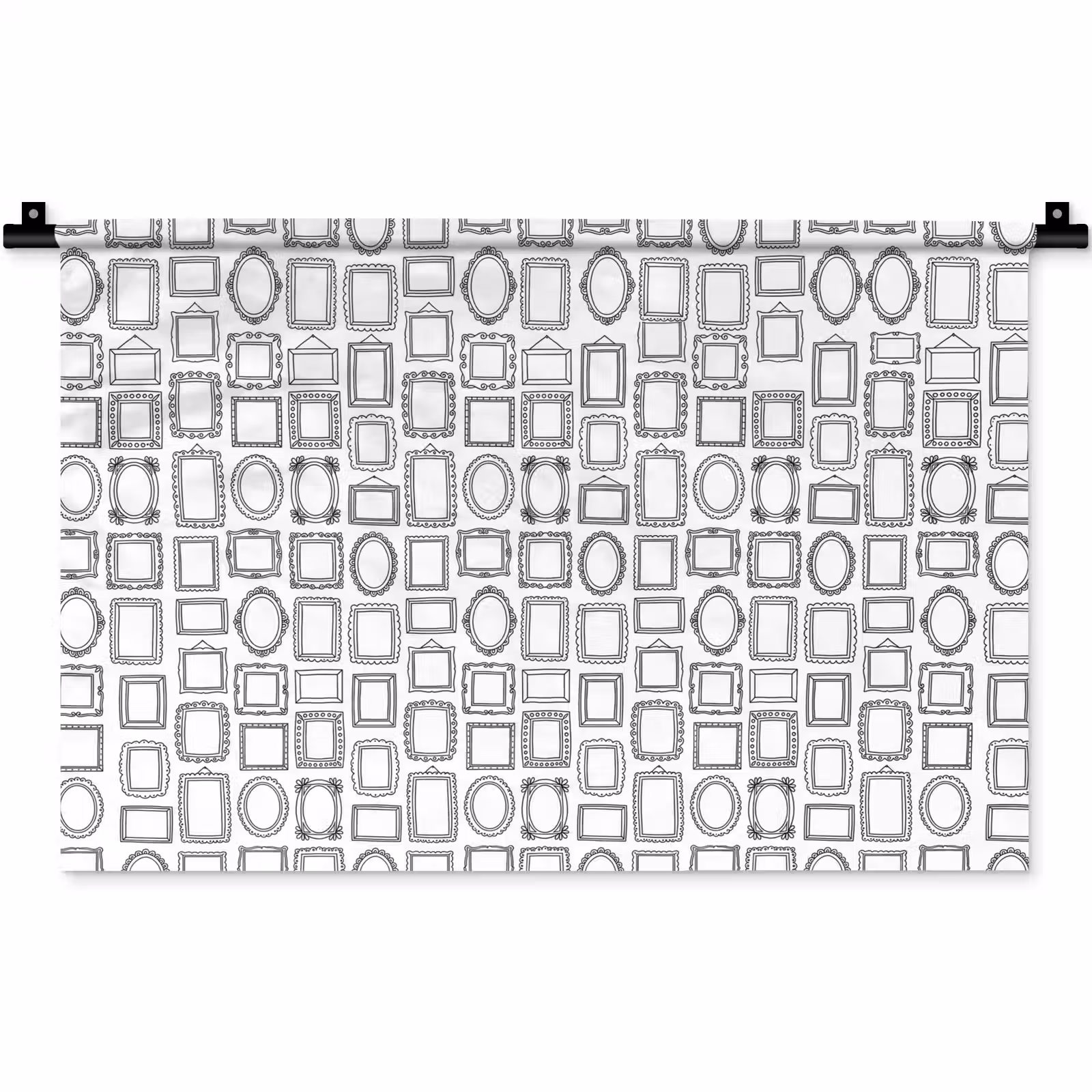 Wandkleed - Lijsten - Patroon - Decoratie - Schets - Zwart-wit — 1