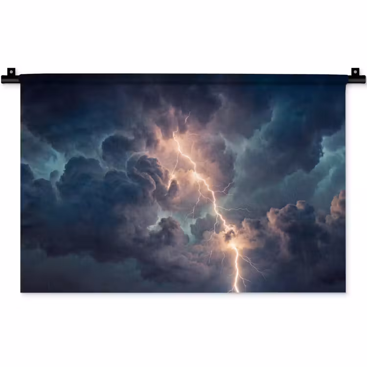 Wandkleed - Bliksem - Storm - Natuur - Donker — 1