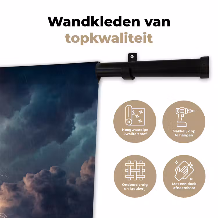 Wandkleed - Bliksem - Storm - Natuur - Donker — 3