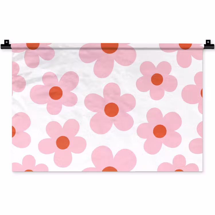 Wandkleed - Bloemen - Patroon - Modern - Roze - Wit — 1
