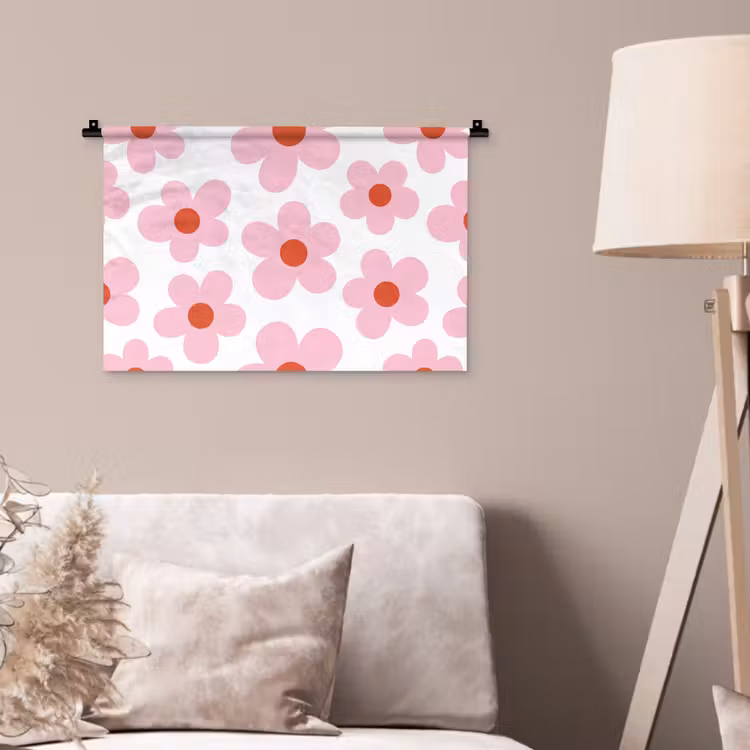 Wandkleed - Bloemen - Patroon - Modern - Roze - Wit — 2