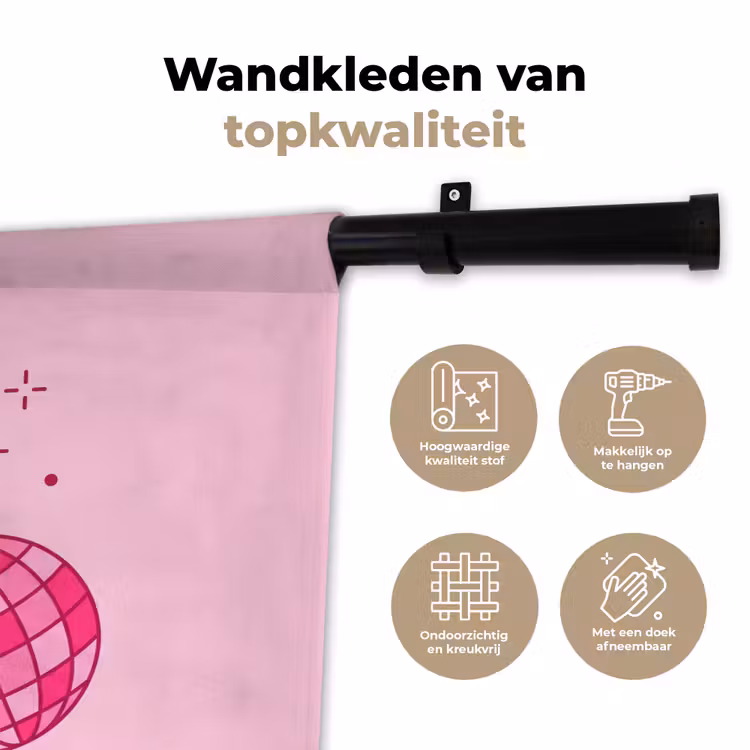 Wandkleed - Decoratie - Disco-bal - Feest - Roze — 3