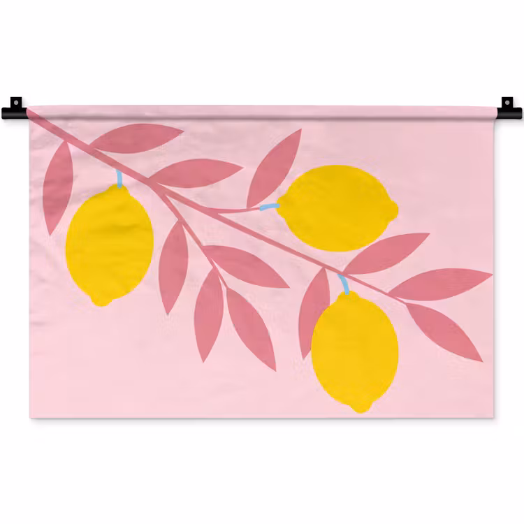 Wandkleed - Fruit - Tak - Natuur - Abstract - Roze — 1