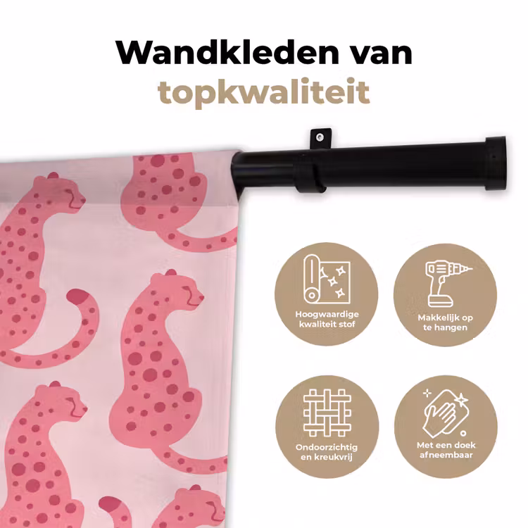Wandkleed - Kat - Gevlekt - Dieren - Patroon - Roze — 3