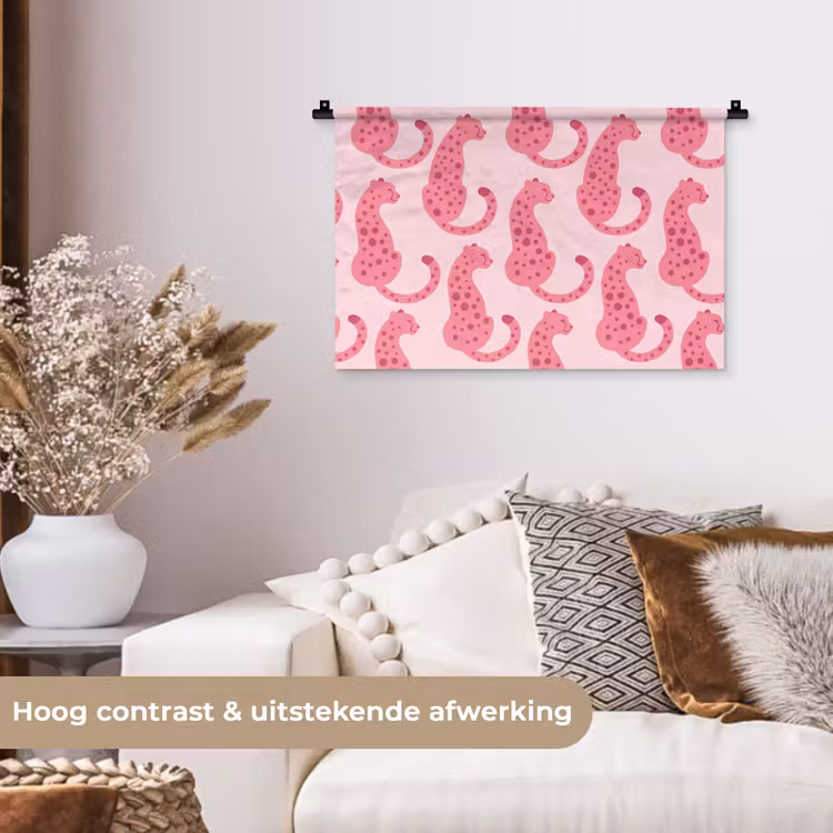 Wandkleed - Kat - Gevlekt - Dieren - Patroon - Roze — 4