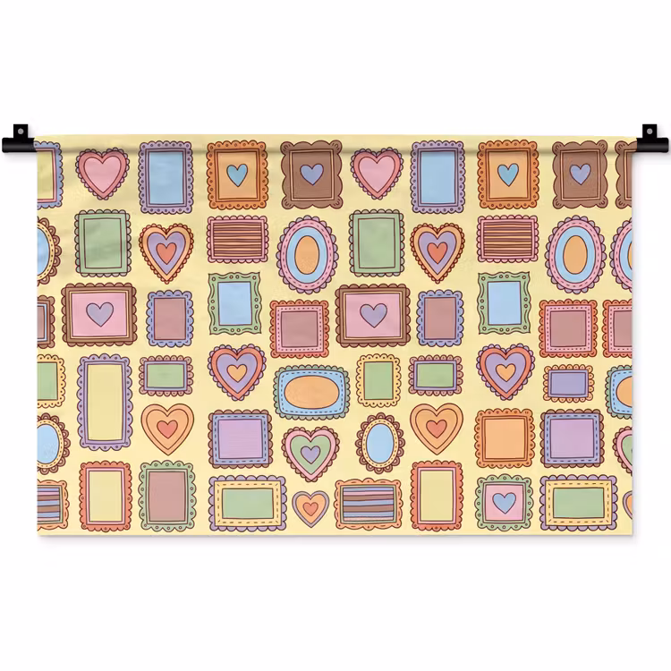 Wandkleed - Lijst - Patroon - Hart - Speels - Kleurrijk — 1