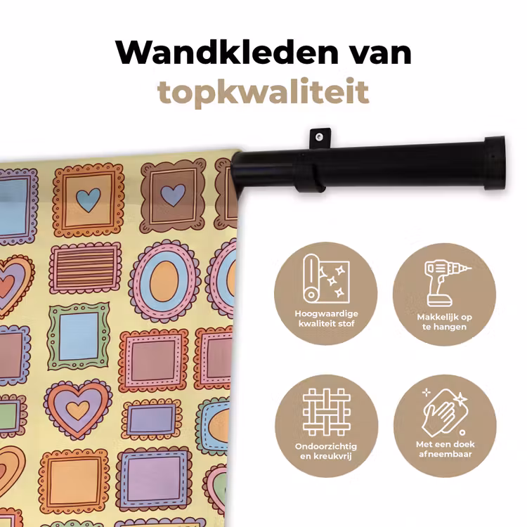 Wandkleed - Lijst - Patroon - Hart - Speels - Kleurrijk — 3