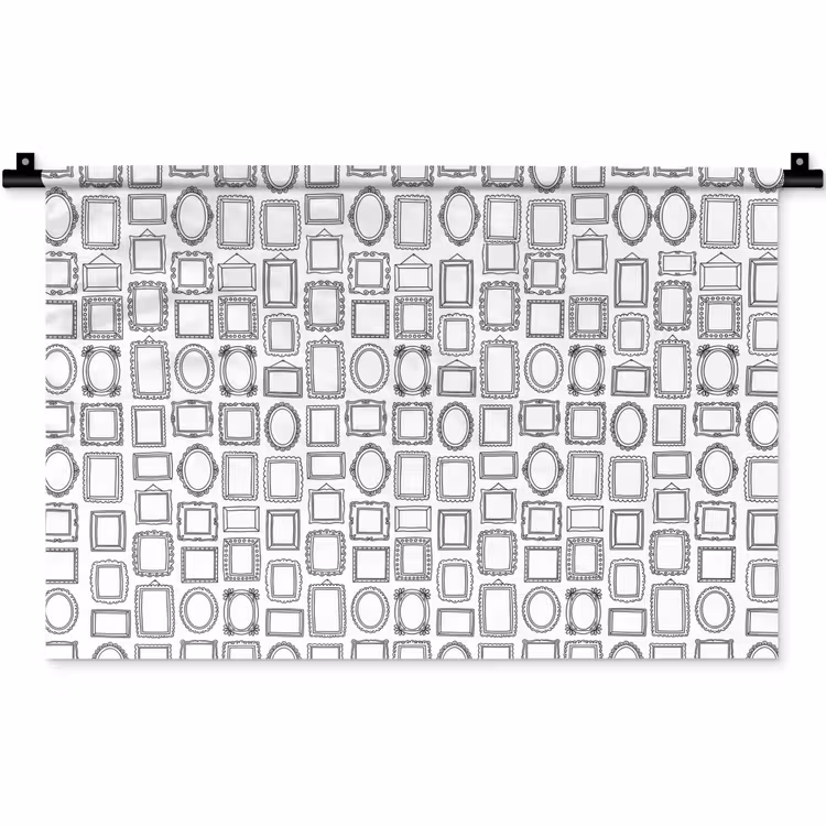 Wandkleed - Lijsten - Patroon - Decoratie - Schets - Zwart-wit — 1