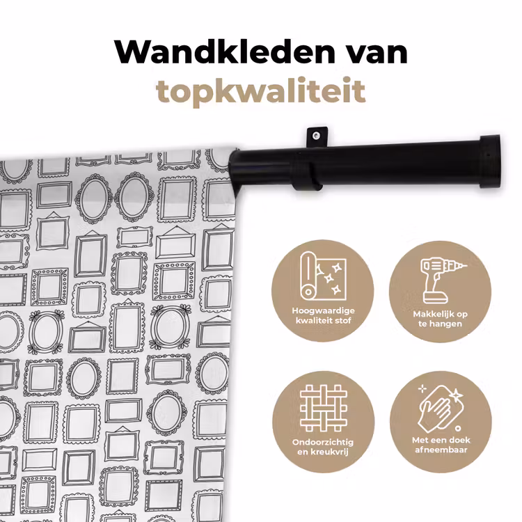 Wandkleed - Lijsten - Patroon - Decoratie - Schets - Zwart-wit — 3