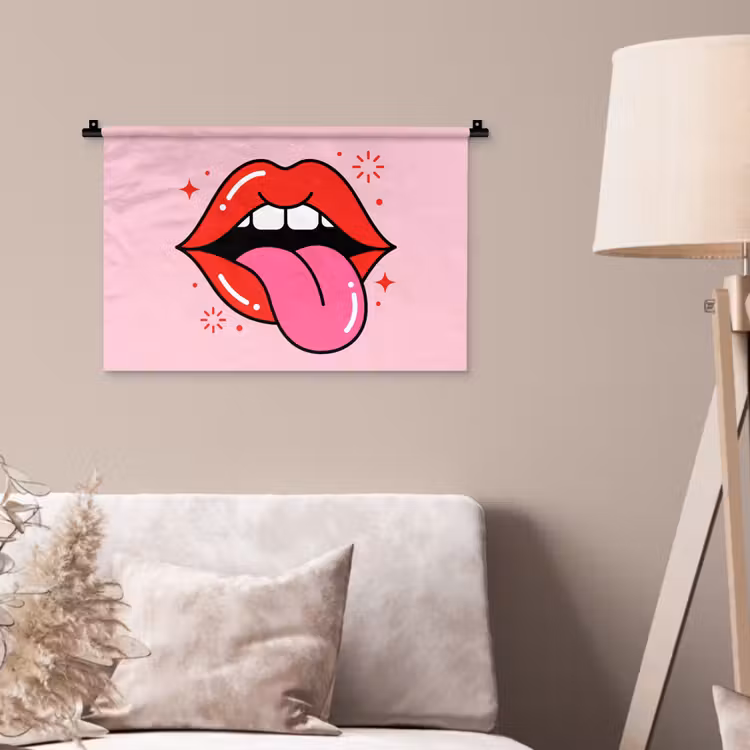Wandkleed - Lippen - Tong - Pop-art - Kleurrijk - Roze — 2