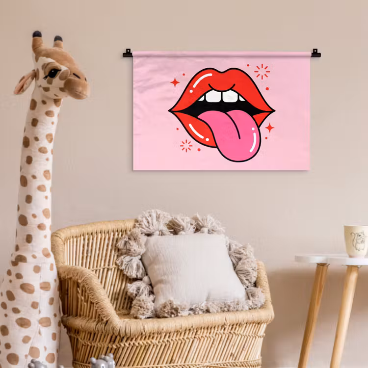 Wandkleed - Lippen - Tong - Pop-art - Kleurrijk - Roze — 5