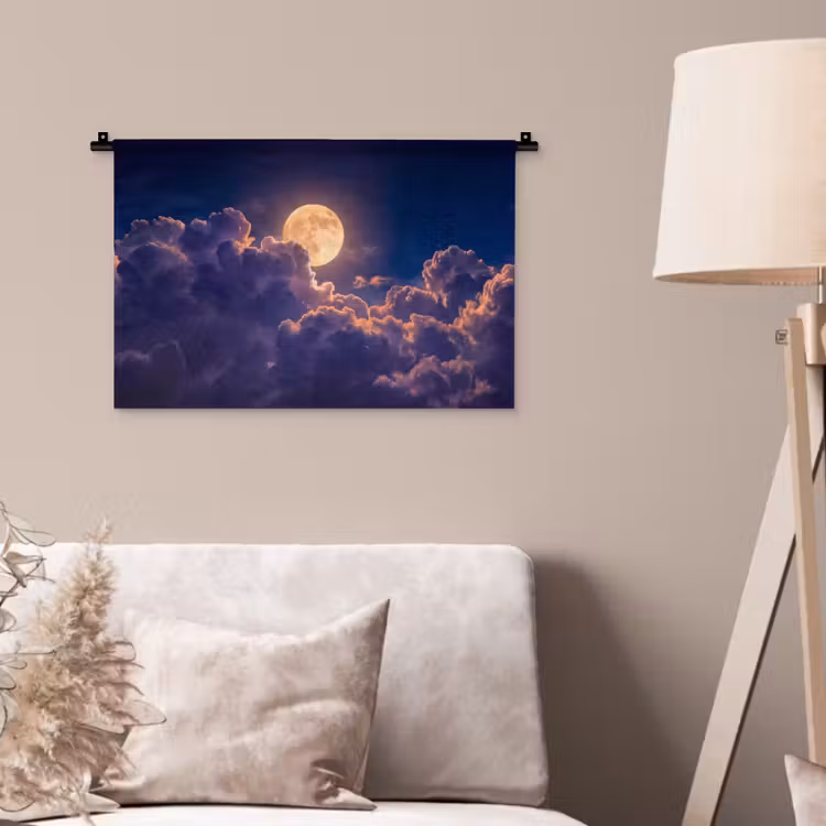 Wandkleed - Maan - Wolken - Nacht - Oranje — 2