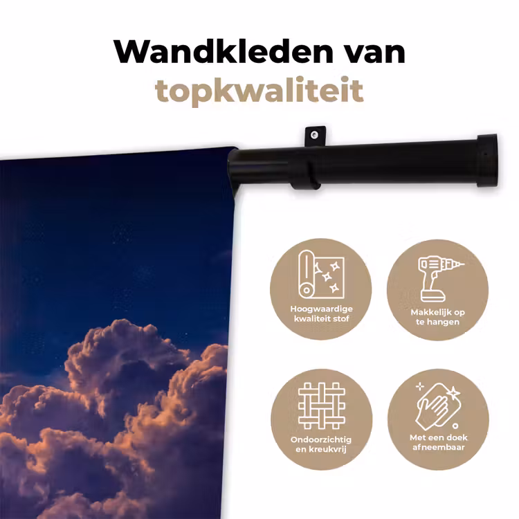 Wandkleed - Maan - Wolken - Nacht - Oranje — 3