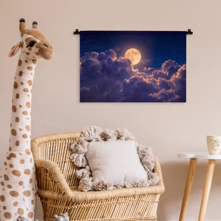 Wandkleed - Maan - Wolken - Nacht - Oranje — 5