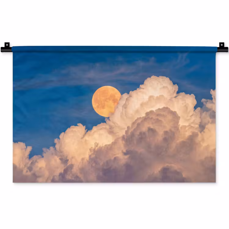 Wandkleed - Maan - Wolken - Natuur - Oranje — 1