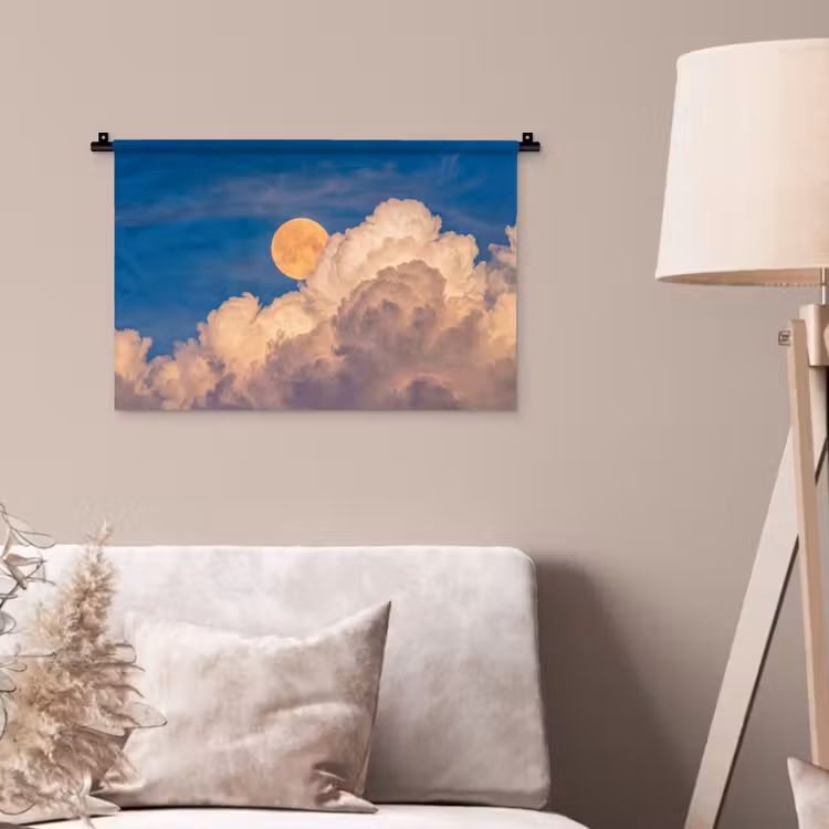 Wandkleed - Maan - Wolken - Natuur - Oranje — 2