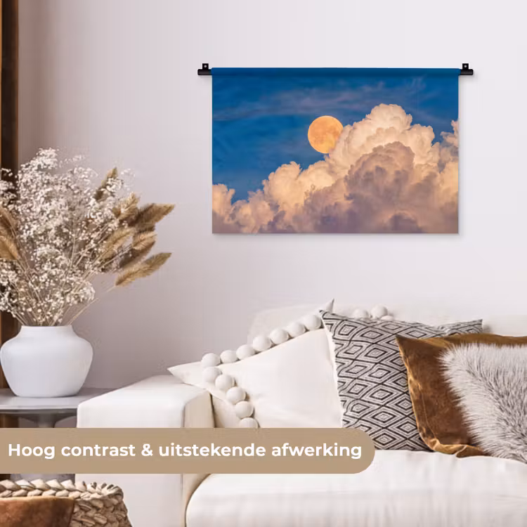 Wandkleed - Maan - Wolken - Natuur - Oranje — 4
