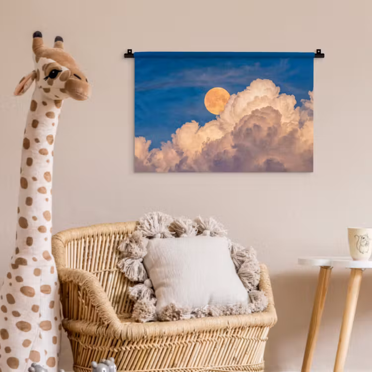 Wandkleed - Maan - Wolken - Natuur - Oranje — 5