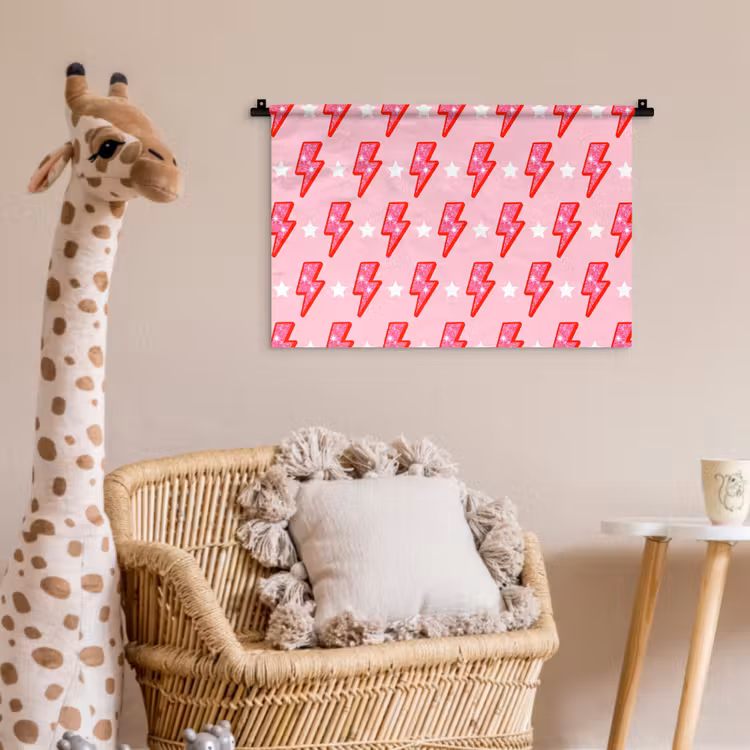 Wandkleed - Patroon - Bliksem - Ster - Glitter - Roze — 5