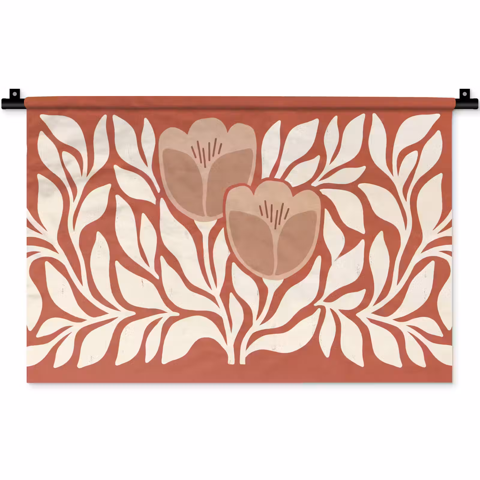 Wandkleed - Bloemen - Abstract - Modern - Beige - Natuur — 1