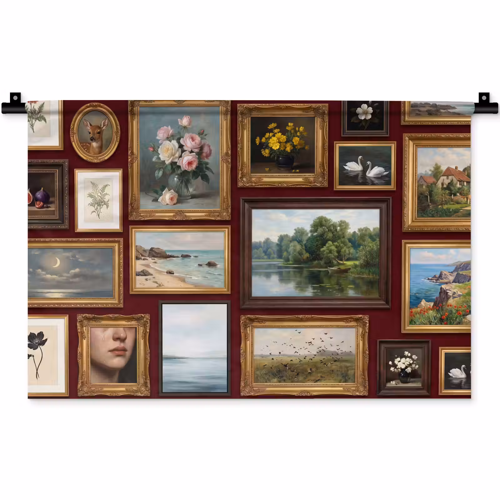 Wandkleed - Bloemen - Vaas - Klassiek - Kunst - Rood — 1