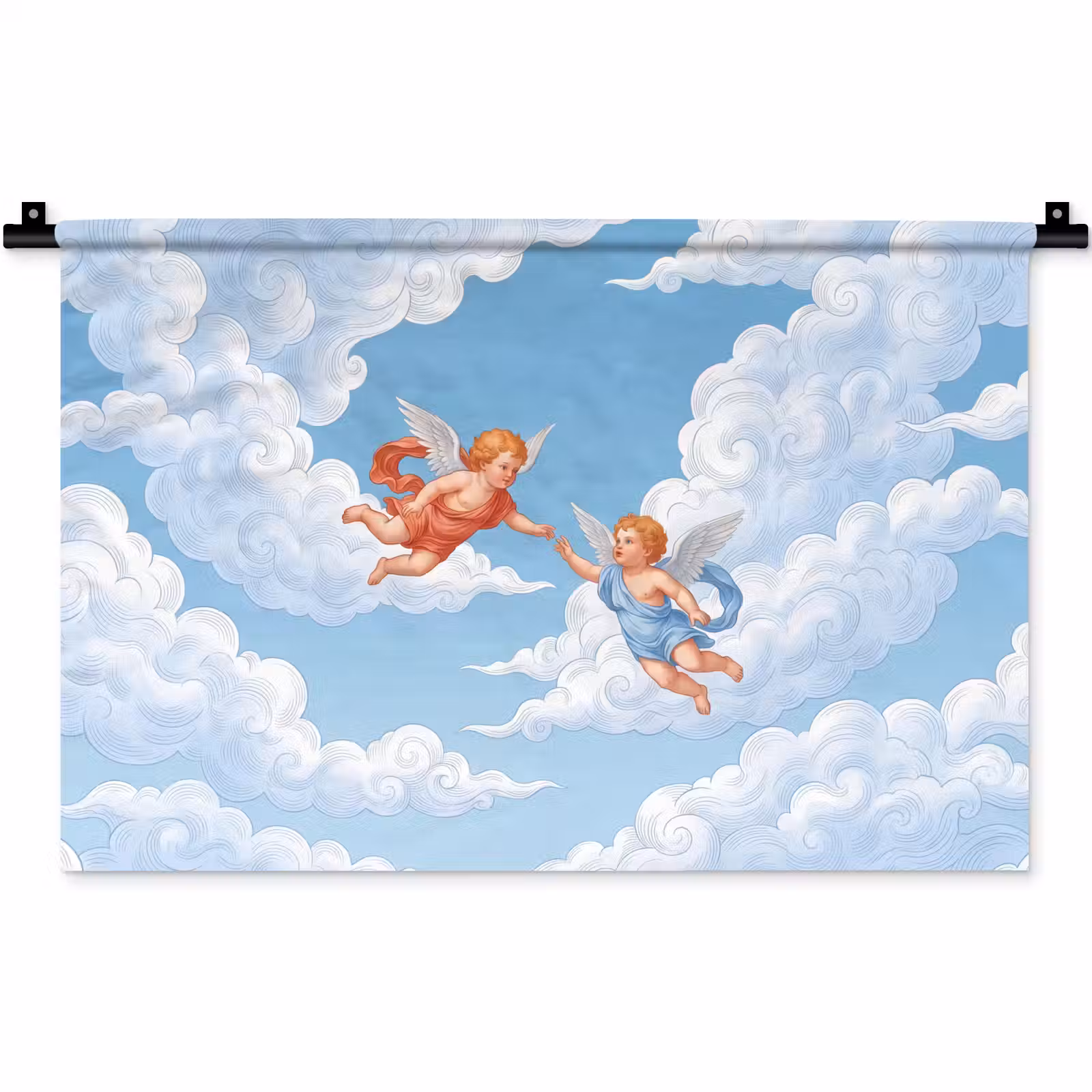 Wandkleed - Engel - Vliegend - Klassiek - Blauw — 1