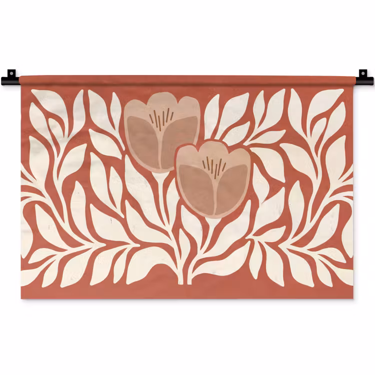 Wandkleed - Bloemen - Abstract - Modern - Beige - Natuur — 1