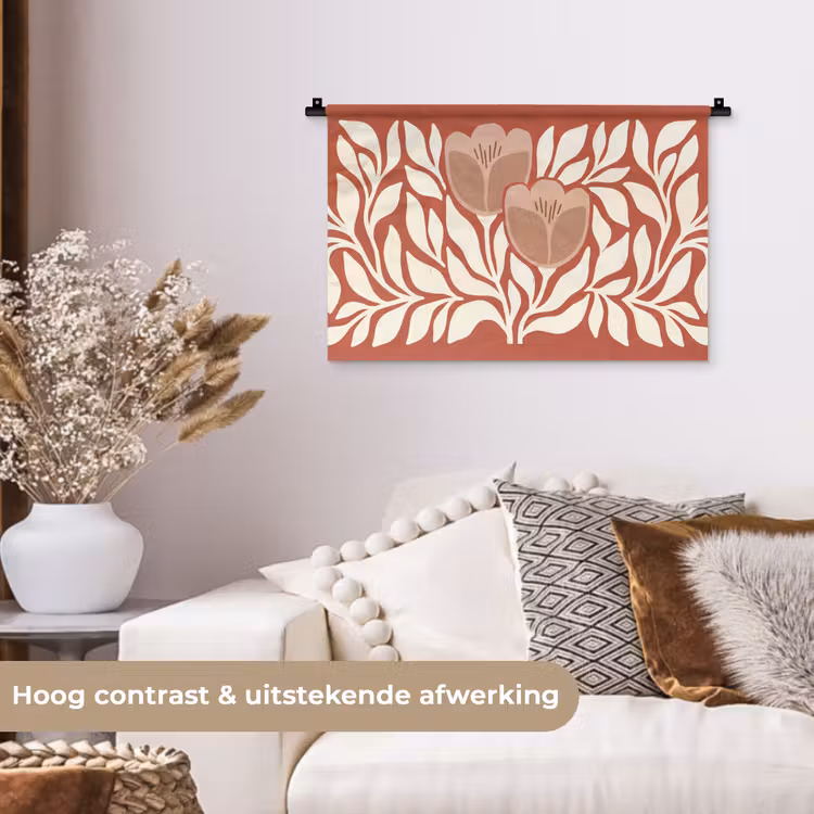 Wandkleed - Bloemen - Abstract - Modern - Beige - Natuur — 4