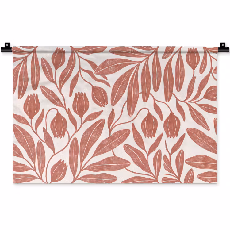 Wandkleed - Bloemen - Patroon - Modern - Natuur - Bruin — 1