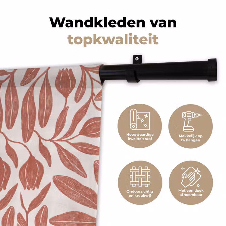 Wandkleed - Bloemen - Patroon - Modern - Natuur - Bruin — 3