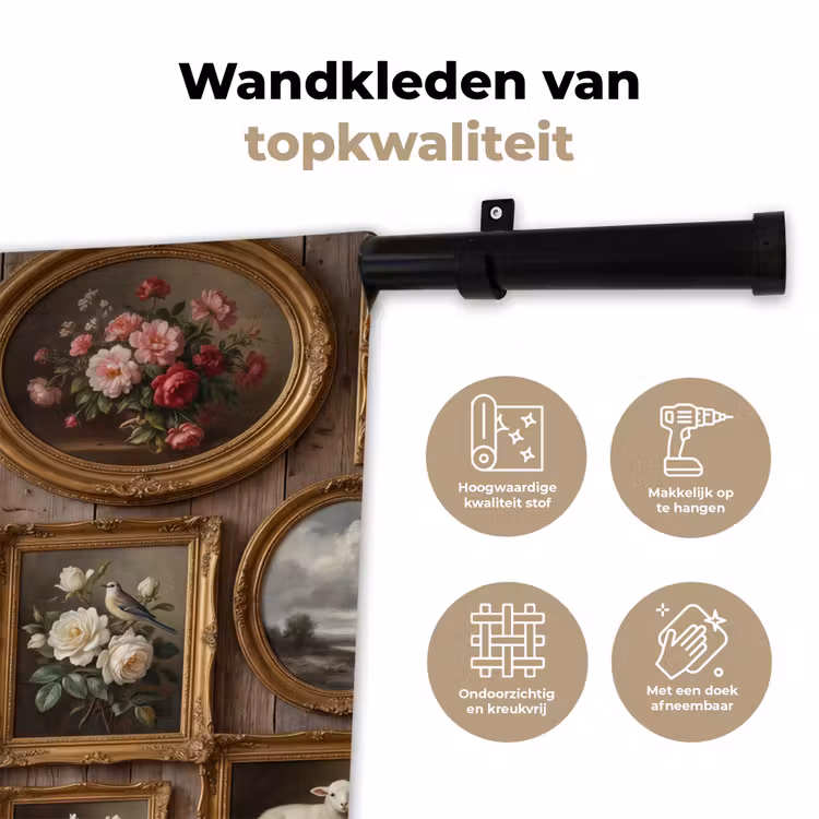 Wandkleed - Bloemen - Rozen - Klassiek - Vaas - Kleurrijk — 3