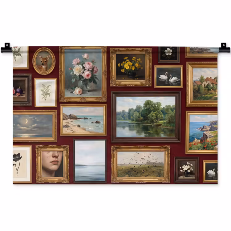 Wandkleed - Bloemen - Vaas - Klassiek - Kunst - Rood — 1