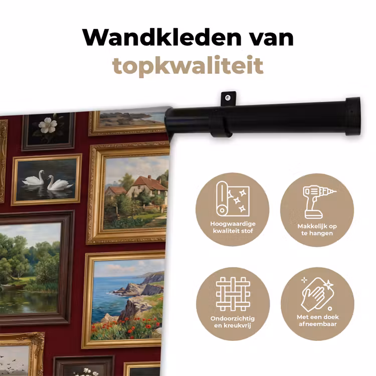 Wandkleed - Bloemen - Vaas - Klassiek - Kunst - Rood — 3