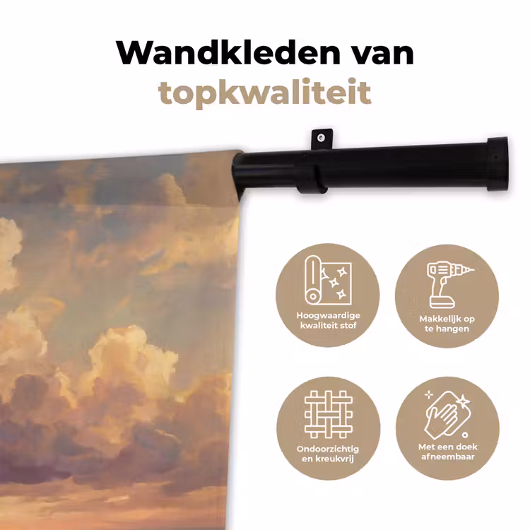 Wandkleed - Boot - Zonsondergang - Zee - Natuur - Goud — 3