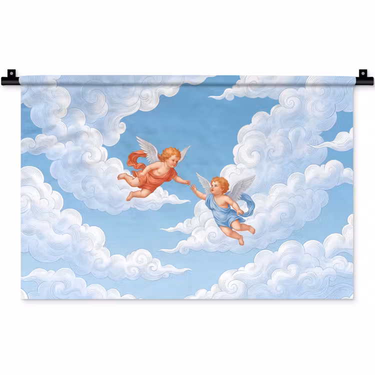 Wandkleed - Engel - Vliegend - Klassiek - Blauw — 1