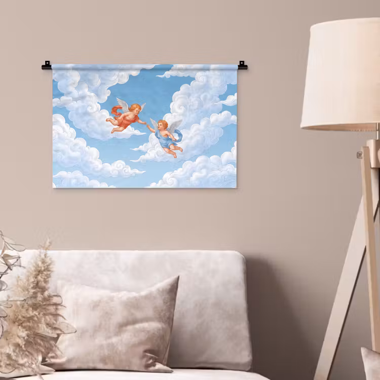Wandkleed - Engel - Vliegend - Klassiek - Blauw — 2