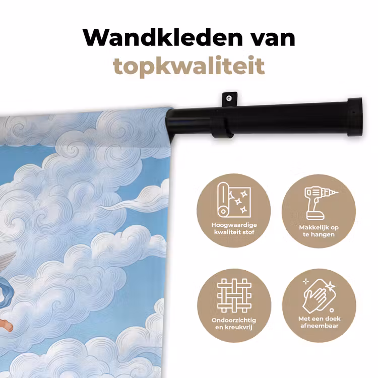 Wandkleed - Engel - Vliegend - Klassiek - Blauw — 3