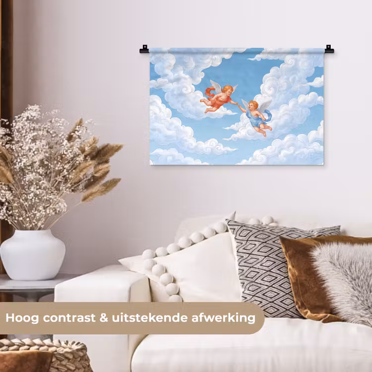 Wandkleed - Engel - Vliegend - Klassiek - Blauw — 4