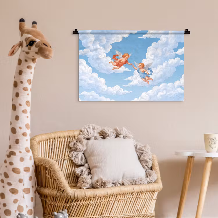 Wandkleed - Engel - Vliegend - Klassiek - Blauw — 5